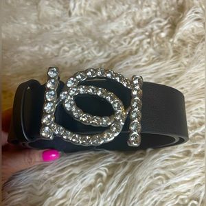 Bebe rhinestone Sparkly black belt.